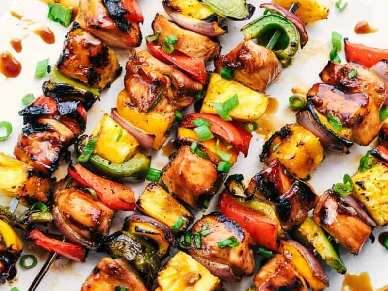 Grilled Hawaiian Teriyaki Chicken Skewers with Pineapple