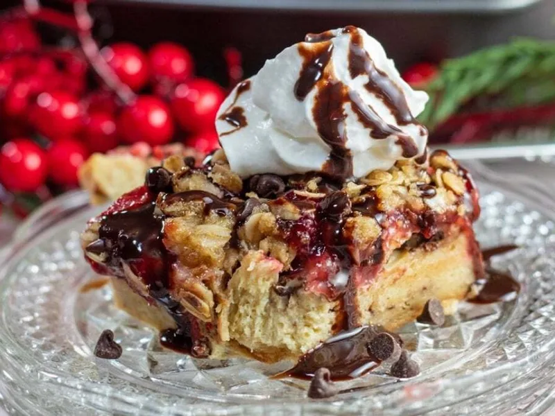 Overnight Cherry French Toast Casserole Baked to Golden