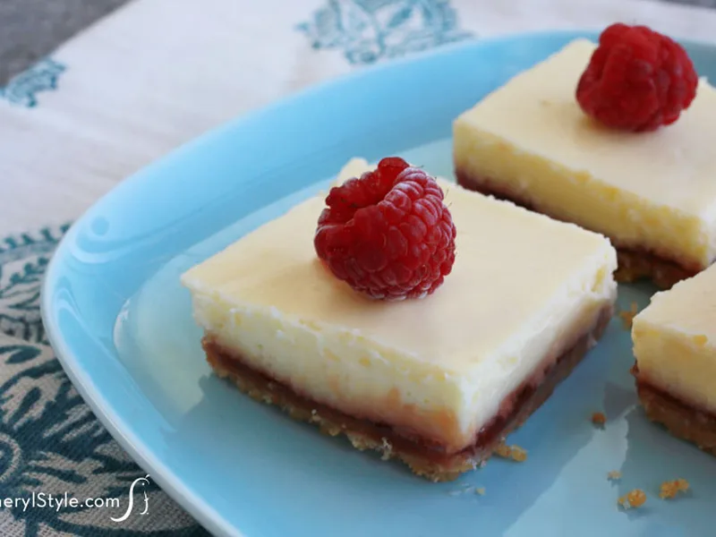 Raspberry Lemon Vanilla Wafer Cheesecake Bars