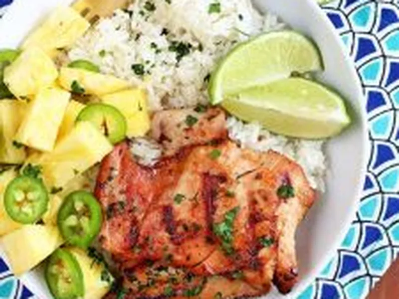 Hawaiian Grilled Chicken Thighs with Pineapple