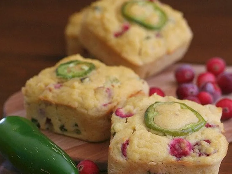 Coconut Flour Cranberry Jalapeño Cornbread Muffins