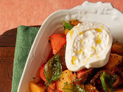 Chilled Heirloom Tomatoes with Burrata and Calabrian Chile