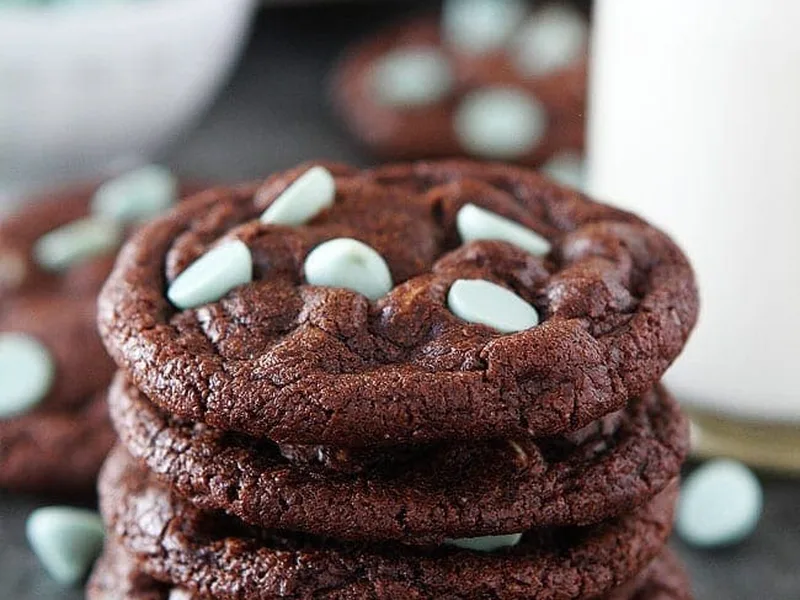 Double Chocolate Mint Chip Cookies - Rich Cocoa Base