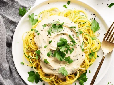 Roasted Spaghetti Squash with Creamy Cashew Alfredo Sauce
