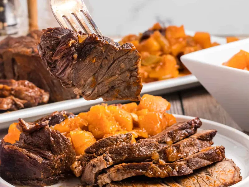 Slow Cooked Pot Roast with Butternut Squash and Dried Plums