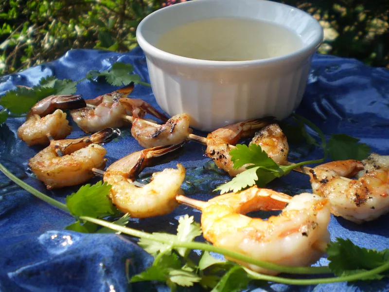 Grilled Tiger Prawns with Honey-Lime Butter