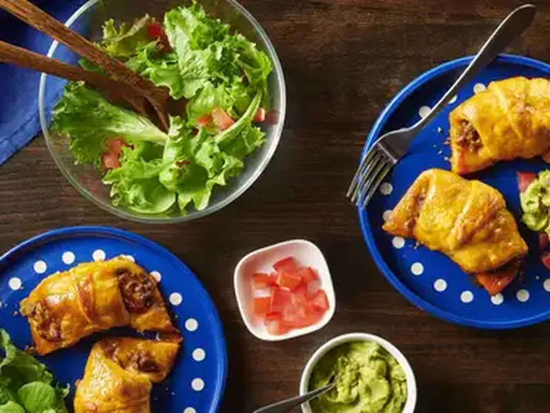 Beef Enchilada Crescents with Cheese for Two