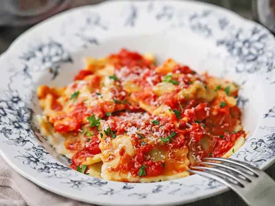 Homemade Beef Ravioli with Fresh Tomato Sauce