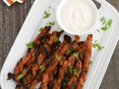 Crispy Chipotle Bacon Twists with Sour Cream Dip
