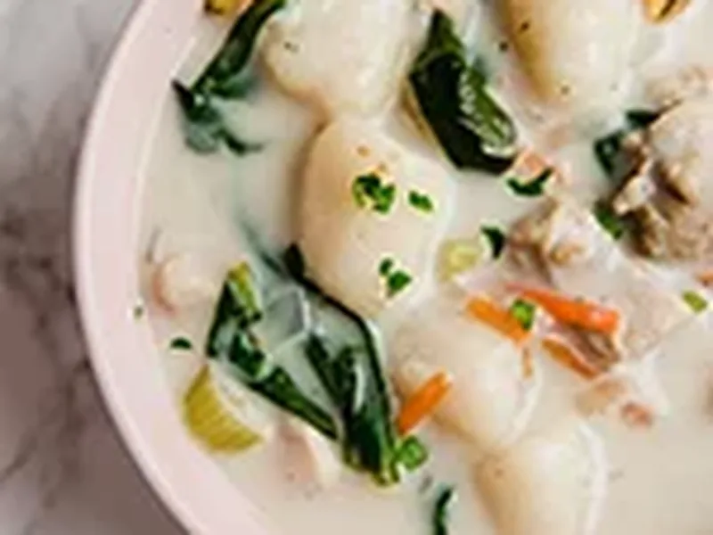Paleo Chicken Gnocchi Soup with Cauliflower and Coconut Milk