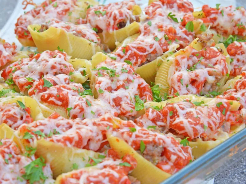 Sausage and Bell Pepper Stuffed Jumbo Shells with Italian Cheese