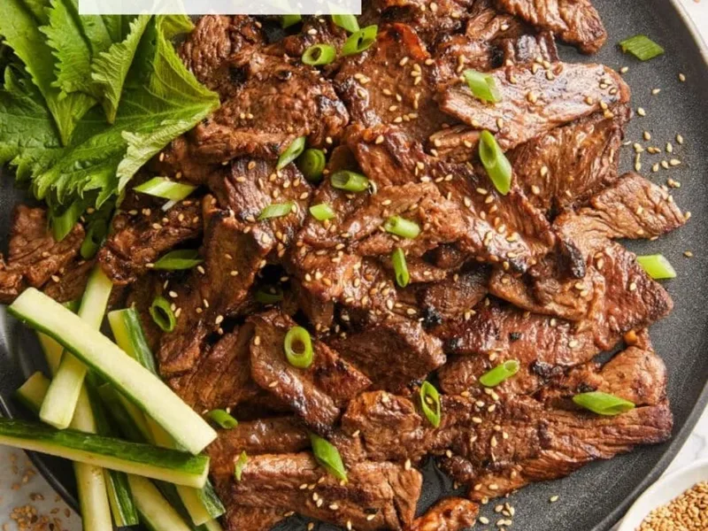 Korean Bulgogi Marinated Grilled Beef with Vegetables