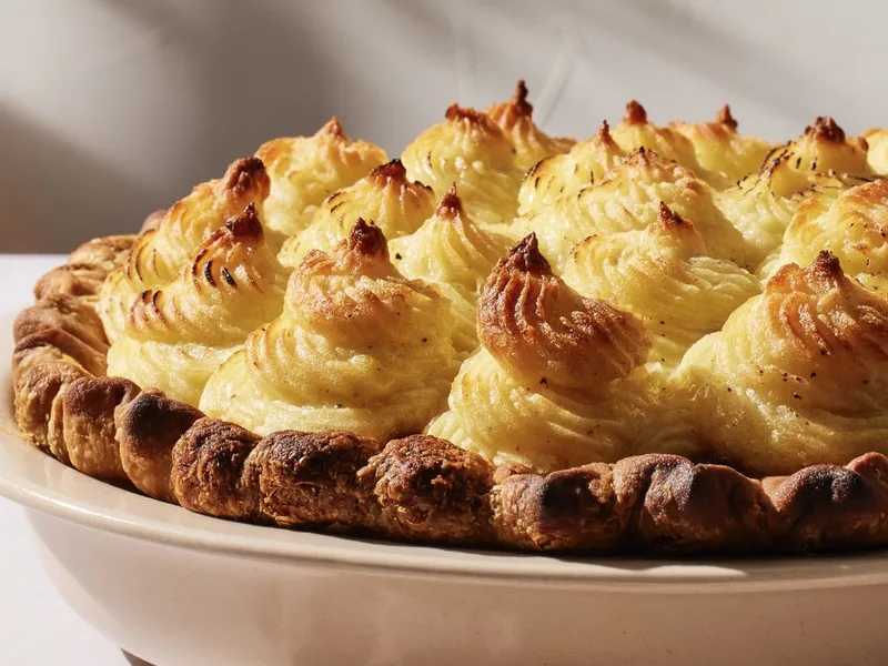 Meat and Potatoes Pie with Golden Mashed Potato Topping