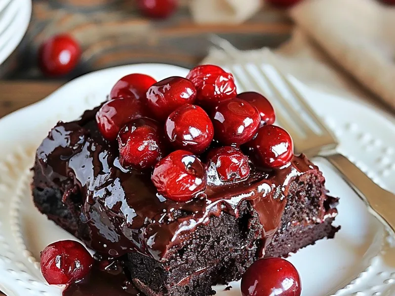 Cherry Chocolate Heaven Cake with Pie Filling and Cocoa
