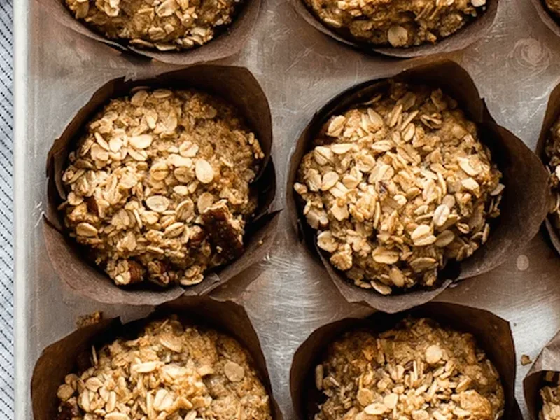 Whole Wheat Banana Walnut Muffins with Granola Topping