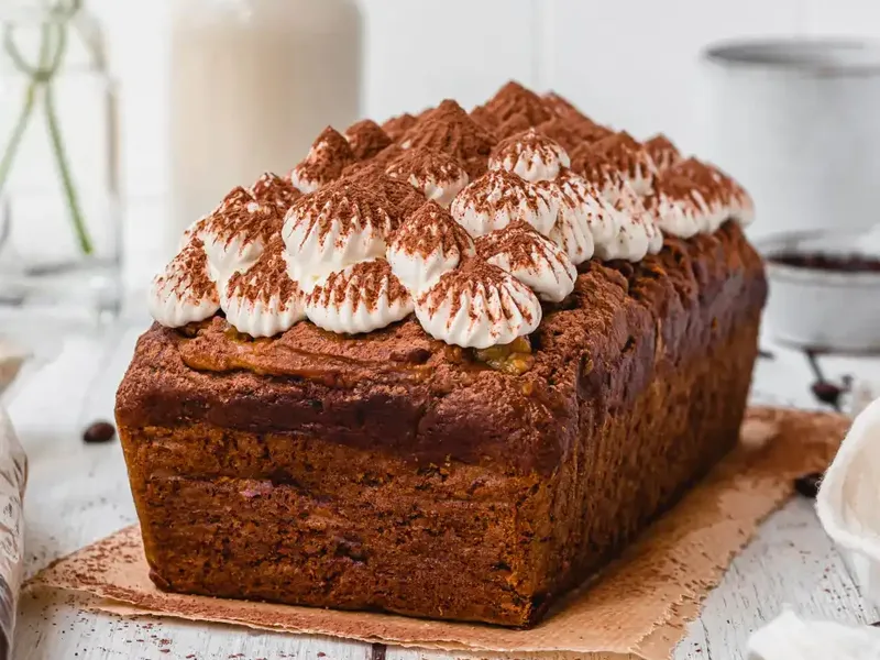 Vegan Gluten-Free Tiramisu Banana Bread with Coffee Cream