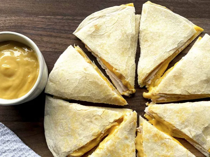 Microwave Turkey Quesadillas with Honey Mustard