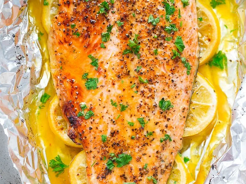 Sheet Pan Honey Lemon Salmon with Foil Packet