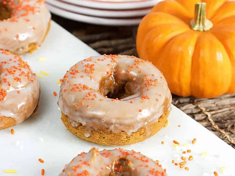 Baked Pumpkin Spice Donuts with Vanilla Glaze