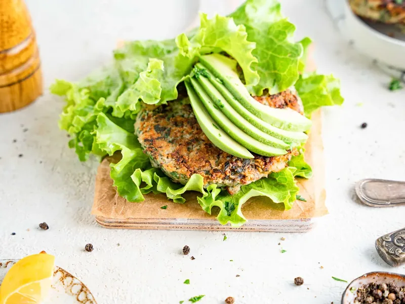 Keto Chunky Shrimp Burgers with Almond Flour and Lettuce Wraps