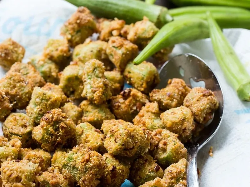 Pecan Crusted Fried Okra with Cornmeal Coating