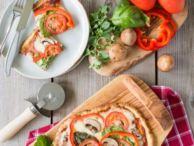 Cauliflower Crust Pizza with Fresh Vegetables