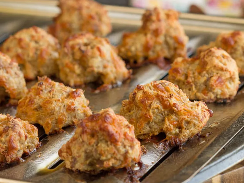 Hot Sausage Balls with Bisquick and Cheddar