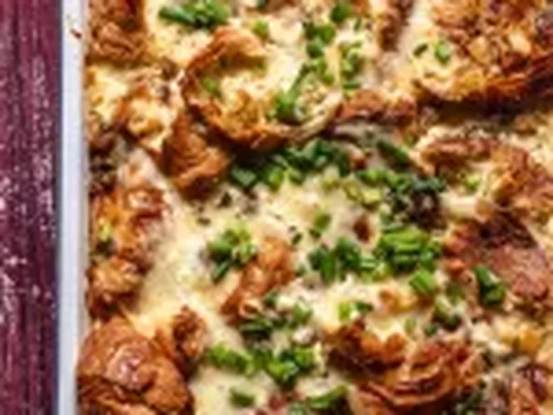 Sausage Croissant Breakfast Casserole with Fontina