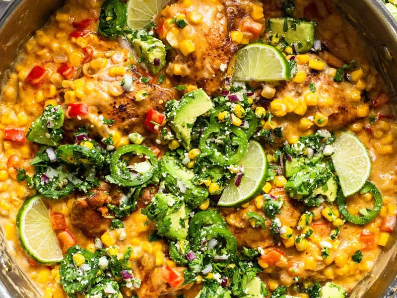 Creamy Street Corn Chicken Skillet